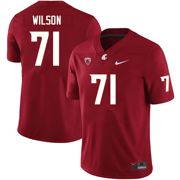 Men #71 Jack Wilson Washington State Cougars College Football Jerseys Sale-Crimson